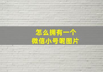 怎么拥有一个微信小号呢图片