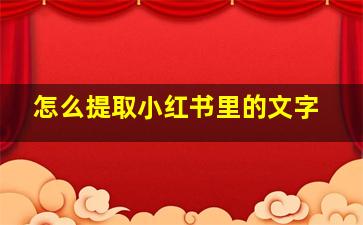 怎么提取小红书里的文字