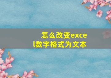 怎么改变excel数字格式为文本