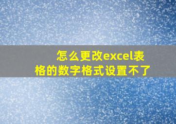 怎么更改excel表格的数字格式设置不了