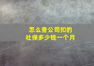 怎么查公司扣的社保多少钱一个月