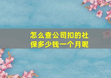 怎么查公司扣的社保多少钱一个月呢