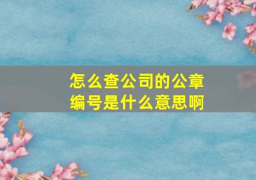 怎么查公司的公章编号是什么意思啊