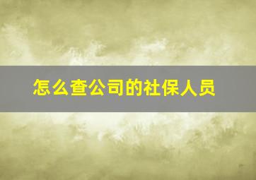 怎么查公司的社保人员