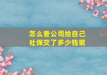 怎么查公司给自己社保交了多少钱呢