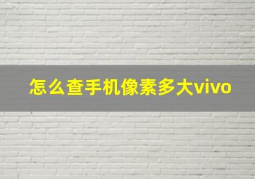 怎么查手机像素多大vivo