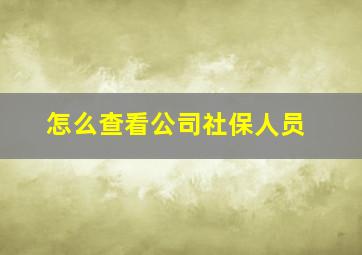 怎么查看公司社保人员