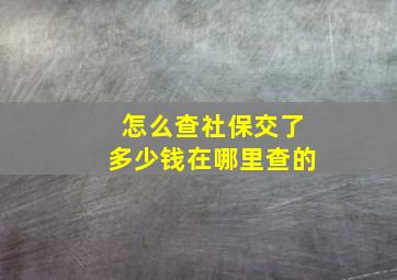 怎么查社保交了多少钱在哪里查的