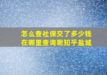 怎么查社保交了多少钱在哪里查询呢知乎盐城