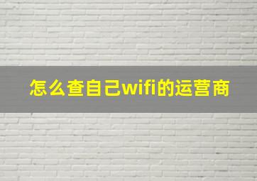 怎么查自己wifi的运营商