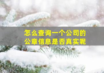 怎么查询一个公司的公章信息是否真实呢