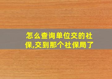 怎么查询单位交的社保,交到那个社保局了