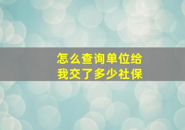 怎么查询单位给我交了多少社保