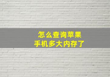 怎么查询苹果手机多大内存了