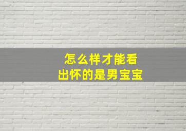 怎么样才能看出怀的是男宝宝