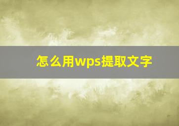 怎么用wps提取文字