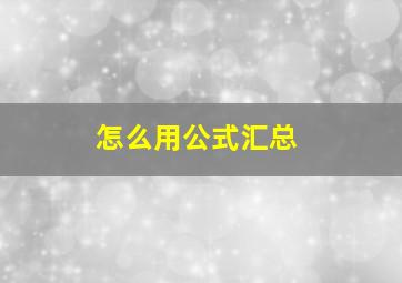 怎么用公式汇总