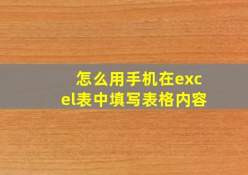 怎么用手机在excel表中填写表格内容