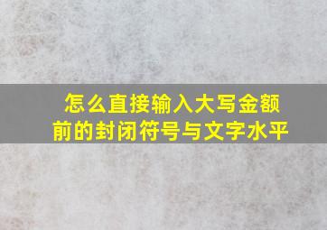 怎么直接输入大写金额前的封闭符号与文字水平