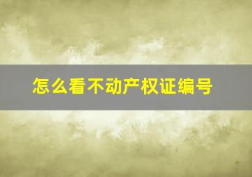 怎么看不动产权证编号