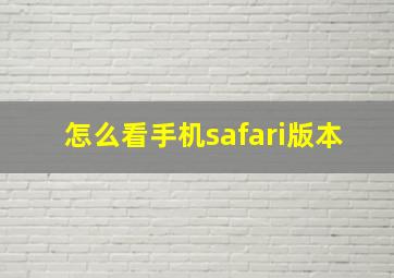 怎么看手机safari版本