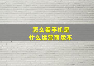 怎么看手机是什么运营商版本