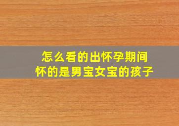 怎么看的出怀孕期间怀的是男宝女宝的孩子