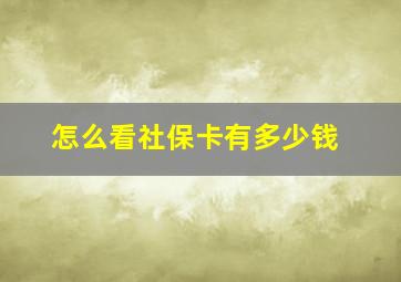 怎么看社保卡有多少钱