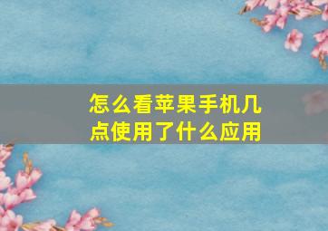 怎么看苹果手机几点使用了什么应用