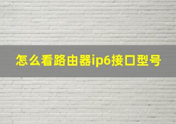 怎么看路由器ip6接口型号