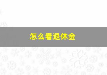 怎么看退休金