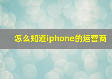 怎么知道iphone的运营商