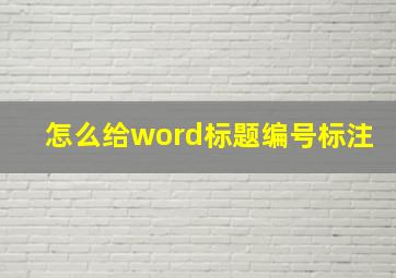 怎么给word标题编号标注