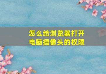 怎么给浏览器打开电脑摄像头的权限