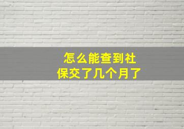 怎么能查到社保交了几个月了