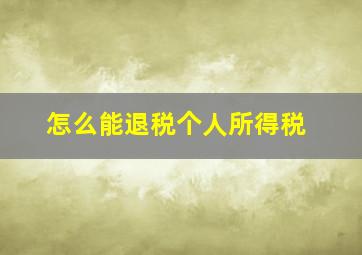 怎么能退税个人所得税