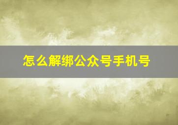 怎么解绑公众号手机号