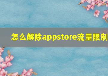 怎么解除appstore流量限制