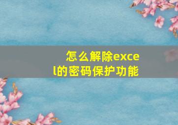 怎么解除excel的密码保护功能