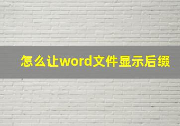 怎么让word文件显示后缀