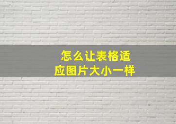 怎么让表格适应图片大小一样