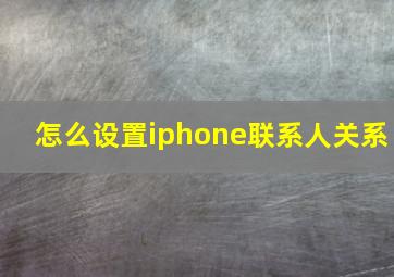 怎么设置iphone联系人关系