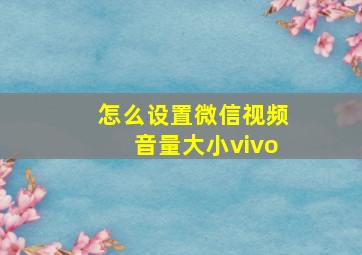 怎么设置微信视频音量大小vivo