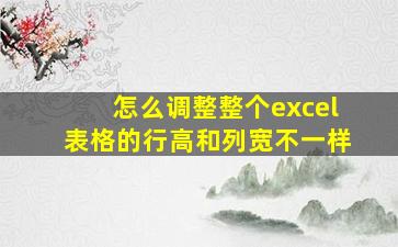 怎么调整整个excel表格的行高和列宽不一样