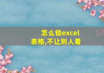 怎么锁excel表格,不让别人看