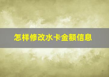 怎样修改水卡金额信息