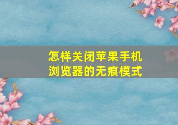 怎样关闭苹果手机浏览器的无痕模式