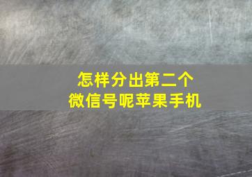 怎样分出第二个微信号呢苹果手机