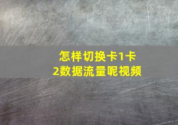 怎样切换卡1卡2数据流量呢视频