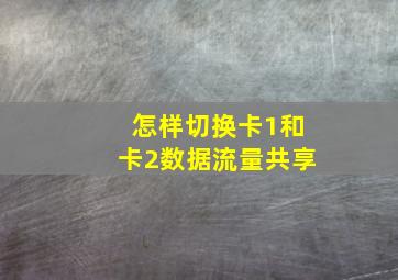 怎样切换卡1和卡2数据流量共享